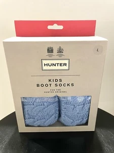 HUNTER ORIGINAL KIDS SZ L TALL 6 STITCH CABLE BOOT ACR BOAT BLUE KAS4024AAB NEW - Picture 1 of 2