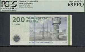 TT PK 67d (20)13 DENMARK NATIONALBANK 200 KRONER PCGS 68 PPQ SUPERB GEM NEW - Picture 1 of 2
