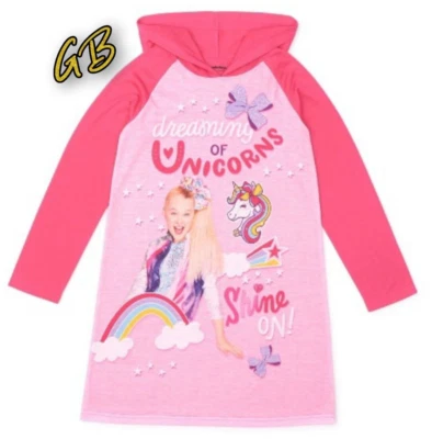 Camisón manga larga pijama con capucha unicornios para niña Jojo Siwa tallas 6, 10 y 12 Foto 1 de 3