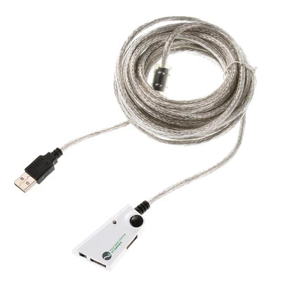 5M/10M 2 Ports USB 2.0 Amplify Male to Female Extension Cable Audio Adapter Cord - Image 1 of 4