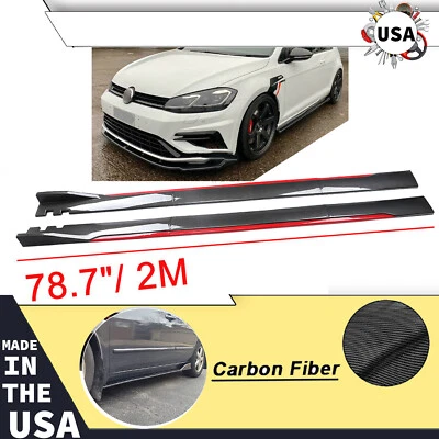 For Volkswagen VW Carbon Fiber Look Side/ Skirt Extension Spoiler Splitter Q Foto 1 de 4