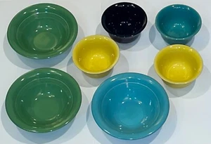 Fiesta Bowls Lot -7  Vintage Colors - Blue, Green, Yellow Tiny & Small NWOT - Picture 1 of 8