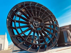 4 Gloss Black Mercedes 5X112 Wheels BENZ E300 E350 S450 S550 Staggered 20" Rims - Picture 1 of 8