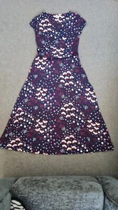 Boden Navy Blue Wrap Front V-Neck Cap Sleeve Midi Jersey Dress - Size UK 12P - Picture 1 of 9