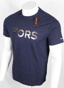 Michael Kors Herren T-Shirt Metallic Logo Grafik Kurzarm Crew Midnight Navy - Bild 1 von 4