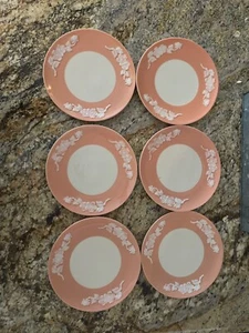 LENOX RARE APPLE BLOSSOM PATTERN CORAL BREAD OR DESSERT PLATES SET OF 6 - Picture 1 of 2