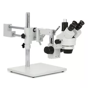 AmScope 3,5X-90X trinokulares Stereo-Zoom-Mikroskop mit Doppelarm-Auslegerständer - Bild 1 von 13