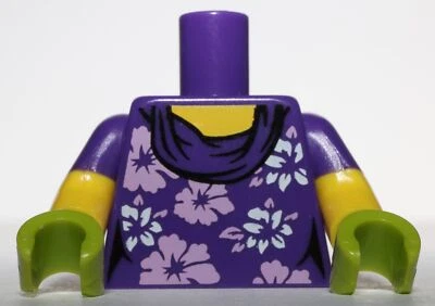 Lego Dark Purple Torso Female with White and Lavender Flowers Pattern - Image 1 of 2