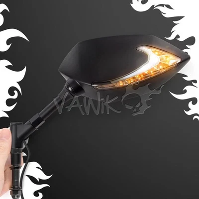 Espejos retrovisores KiWAV Lucifer negro 2 colores LED convexo marca E se adapta a V-ROD DYNA Foto 1 de 4