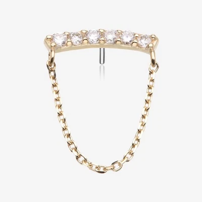 14 Karat Gold OneFit Threadless Chained Sparkle Arc Diamond Top Part - Image 1 of 4