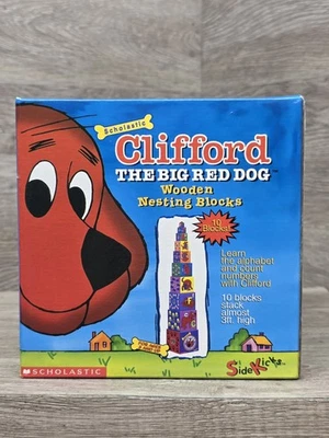 Vintage 1999 Clifford Big Red Dog 10 Wood Nesting Blocks Scholastic Side Kicks  - Image 1 of 4