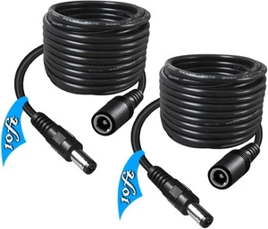 SIOCEN 2-Pack 10FT DC Power Extension Cable,5.5mm x 2.1mm Black - Picture 1 of 5