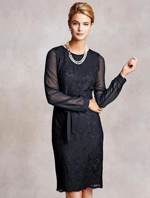 $224 NWT TALBOTS LACE BLACK COCKTAIL DRESS SHEATH SHIFT 16W 1X   (G437) - Image 1 of 4