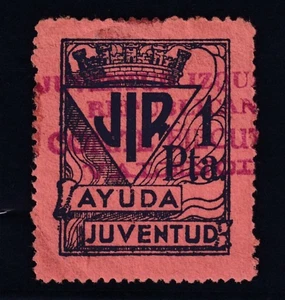 VIÑETA POLITICA REPUBLICANA. EDIFIL 1457 *. 1 PTA AZUL SOBRE NARANJA AYUDA JUVEN - Picture 1 of 2