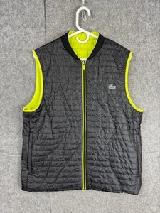 Lacoste Sport Golf Vest Mens Large / 54 Black Green Full Zip REVERSIBLE Quilted - Picture 1 of 14