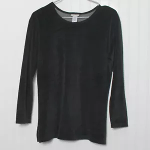 Maglione pullover LL Bean nero girocollo manica lunga velluto misto cotone med - Foto 1 di 9