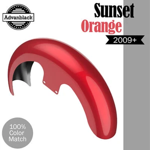 Guardabarros delantero Advanblack Sunset Orange 21" Reveal Wrapper Hugger para 09+ Harley - Imagen 1 de 9