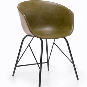 JUEGO DE 2 LEWIS | Silla de cuenco | Verde | Cuero | Silla de hotel, Silla retro - Imagen 1 de 3