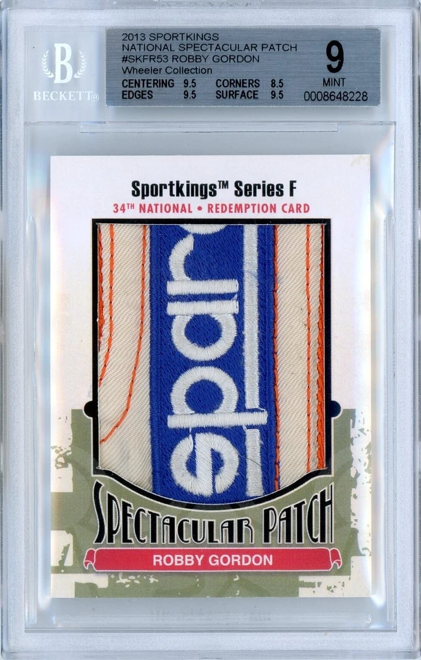 2013 SPORTKINGS SPECTACULAR PATCH 1/1 ROBBY GORDON - BGS 9 - SPARCO LOGO!! WOW!! - Image 1 of 2