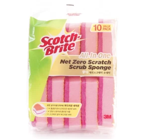 3M Scotch-Brite All In One NET Zero Scratch Scrub Sponge 10pcs Made in Korea - Picture 1 of 10