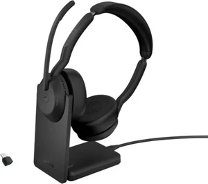 Jabra Evolve2 55 USB-A MS Mono Wireless headset in Black with Charging Stand - Picture 1 of 10