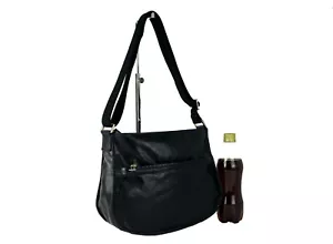 GHERARDINI PVC Beschichtung Leder schwarz Hobo Tasche Handtasche Schultertasche Geldbörse gut - Bild 1 von 12