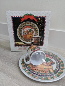 NEU Vintage Lucy And Me Weihnachtsmänner Kekse und Milch Melamin Snack Set Enesco '91 versiegelt - Bild 1 von 6