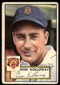 1952 Topps Baseball Don Kolloway Detroit Tigers #104 Signed