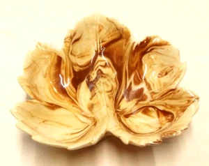 Alaska Maple Leaf Candy Dish Marbled Ceramic Brown/Beige - Picture 1 of 6