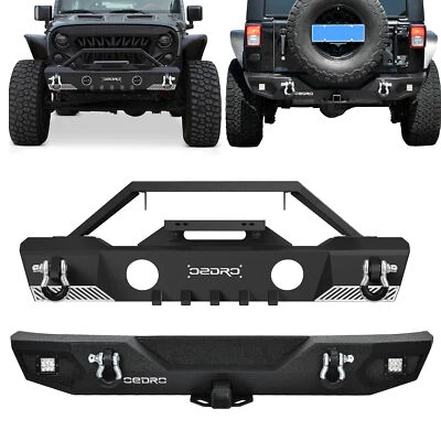 Stubby Front Bumper W/ Winch Plate & D-rings For 2007-2018 Jeep Wrangler JK JKU - Image 1 of 4