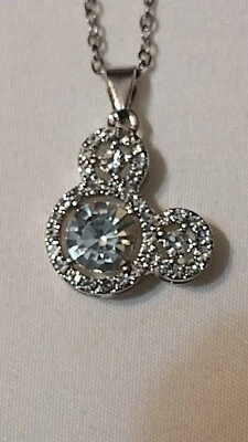 Collar Cadena Colgante Titanio Plata/Dorado Disney Mickey Mouse Pavé C. Circonita Foto 1 de 3