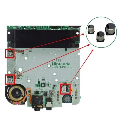 Game Boy Color Capacitor Replacement Kit Gameboy GBC CGB-001 Panasonic Aluminum - Image 1 of 3