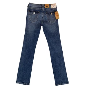 True Religion Billie Mid Rise Straight Blue Jeans Women's Size 28W 33L - Picture 1 of 16