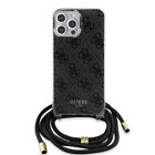 GUESS iPhone 15 Pro Max H&#252;lle Case Cover Crossbody Cord Strap 4G Print