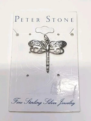 New Vintage Sterling Silver PSCL Peter Stone Amethyst Dragonfly Charm Old Stock - Image 1 of 4