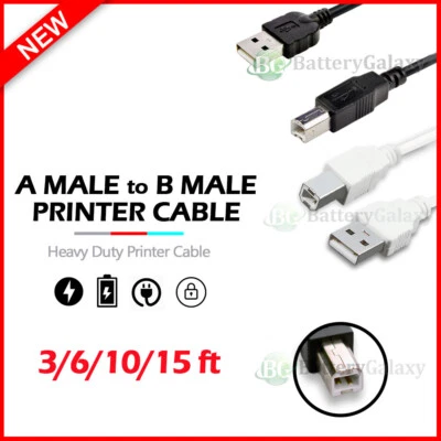 HIGH SPEED USB 2.0 Cable Printer Hard Drive Cord Type A Male to A Male 3-15FT - Image 1 of 4