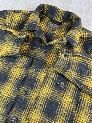 Filson Jacket Mens XL Long Black Gold Ombre Wool Plaid Mackinaw Cruiser Overcoat - Image 1 of 4