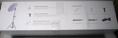 Neewer 600W  Lighting Kit - 2 Umbrellas, 3 Stands, 3 lamps/holders, 2 carry bags - Image 1 of 4