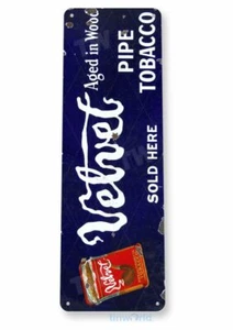 TERCIOPELO 11X4 LETRERO DE ESTAÑO TABACO TABACO TABACO CIGARRILLO RÚSTICO BOLSA TOBACCIANA PIPA - Imagen 1 de 1
