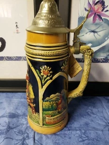 Vintage Germany Beer Stein with silver ToneLid 11.5” Tall by House of Global Art - Picture 1 of 12