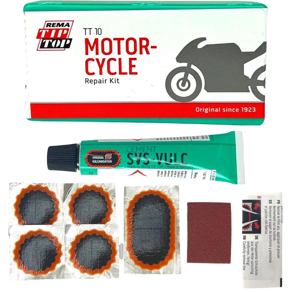 Rema Tip Top Scatola Riparazione Kit Toppe Moto Ciclomotore Ciclomotore Scooter TT10