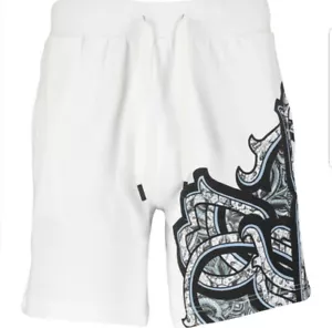 ROBERTO CAVALLI PANTALONCINO UOMO PALESTRA BIANCO GRAFICO C8N101260 100 - Foto 1 di 11