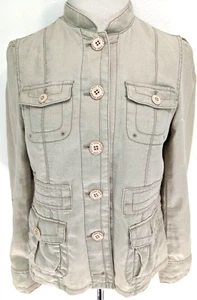 EDDIE BAUER Women's 100% LINEN Blazer Jacket SAFARI Natural Beige Size M Petite* - Picture 1 of 12