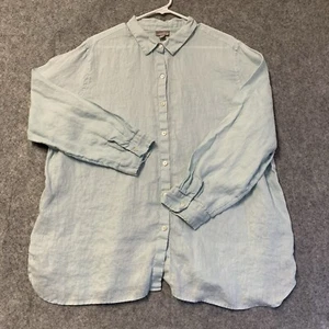 J. Jill 100% Leinen Top Damen XL Mintgrün Button Down Langarm - Bild 1 von 16