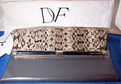 Bolso sin asas Diane von Furstenberg genuino de piel de serpiente/cuero largo sobre Foto 1 de 4