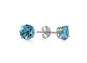 0,95 Karat echter blauer Topas 14 Kt einfarbig weißgold Ohrstecker - Bild 1 von 4