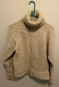 Neiman Marcus Women’s Size Medium Cowl Neck Chunky Sweater Tan 80% Wool - Picture 1 of 5