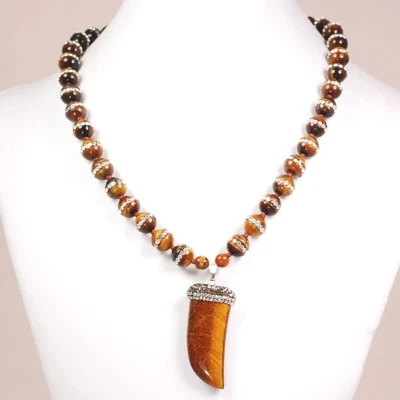 Женские ювелирные изделия блестящий тигровый глаз подвеска магнитные заявление ожерелье 18» - Изображение 1 из 3