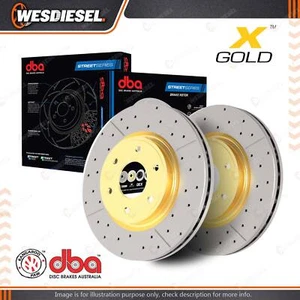 2Pcs DBA Street Series Gold Cross Drilled Slotted Rear Disc Brake Rotors DBA644X - Picture 1 of 2