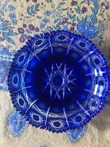 Tschechische Kristall Schmuck Schale Kobaltblau Facettiert Stern Hobstars Paula Tallf NEU Vintage - Bild 1 von 22